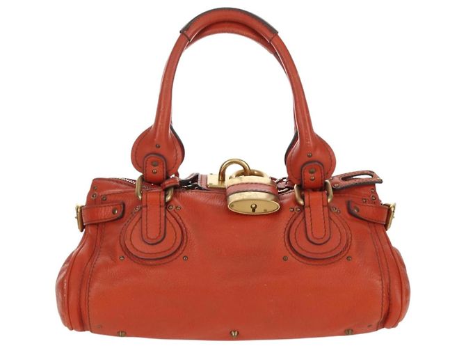 Chloé Borsa a mano Chloe Paddington in pelle arancione argento oro Auth BAZ691V D'oro - vista 13