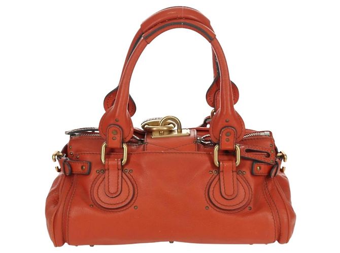 Chloé Borsa a mano Chloe Paddington in pelle arancione argento oro Auth BAZ691V D'oro - vista 2