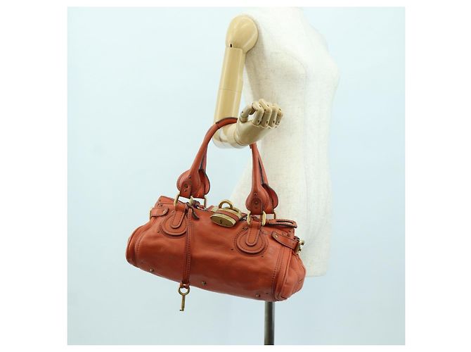Chloé Borsa a mano Chloe Paddington in pelle arancione argento oro Auth BAZ691V D'oro - vista 25