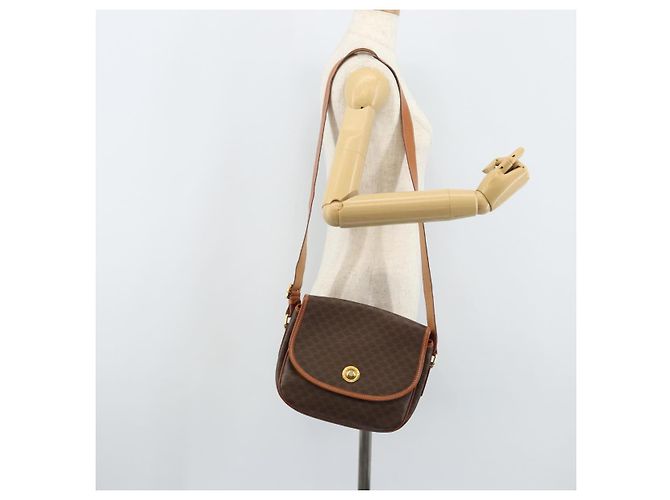 Céline Borsa a spalla CELINE Macadam in tela con stella, pelle PVC, marrone, oro, autentica mr2264 D'oro - vista 23