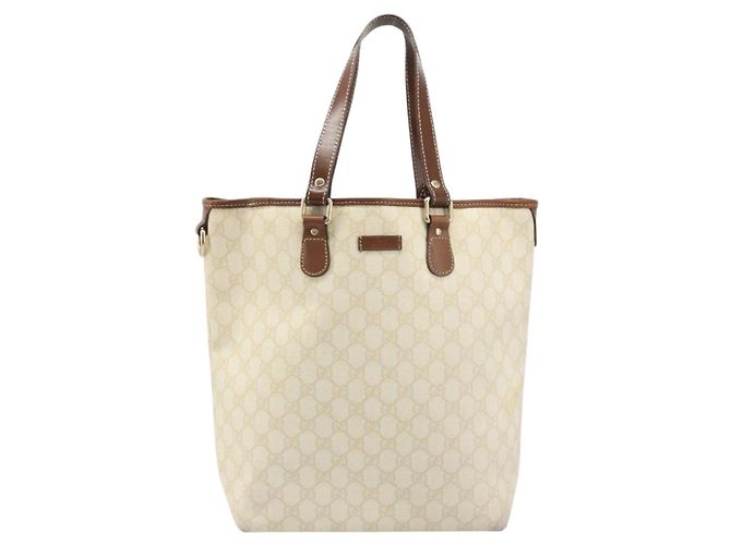 Gucci Borsa Tote GG Supreme in PVC avorio e oro 189896 Auth BAZ627 D'oro Crudo - vista 13
