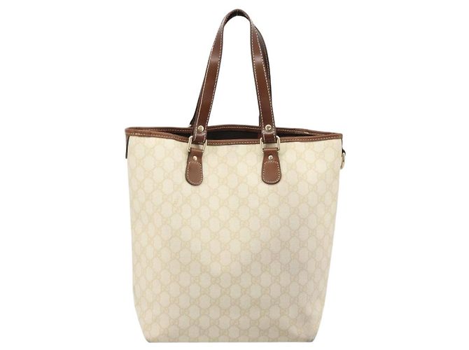Gucci Borsa Tote GG Supreme in PVC avorio e oro 189896 Auth BAZ627 D'oro Crudo - vista 2