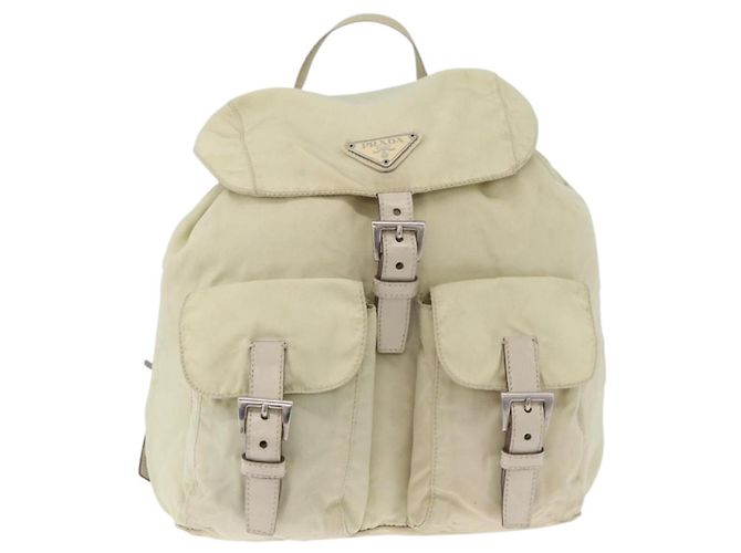 PRADA Backpack Nylon Ivory Silver Auth 173920 Silvery Cream - view 13