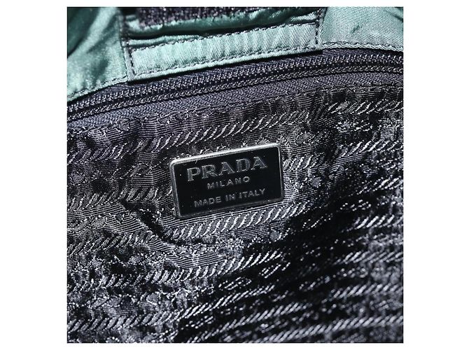 Borsa a Spalla PRADA Nylon Verde Argento Auth BA11893 - vista 10