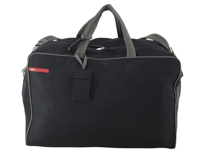 Borsa sportiva Boston in nylon 2 vie nera argento Auth YKZ775 di PRADA Nero - vista 13