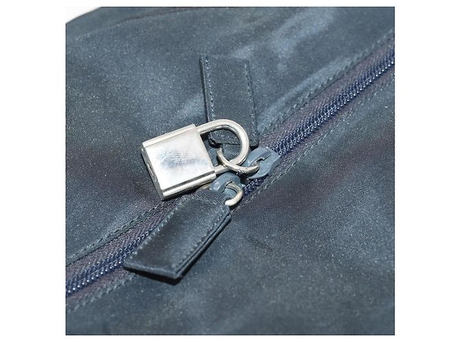 Borsa sportiva Boston in nylon 2 vie nera argento Auth YKZ775 di PRADA Nero - vista 20