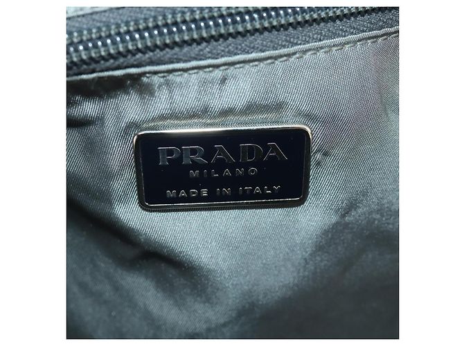 Borsa sportiva Boston in nylon 2 vie nera argento Auth YKZ775 di PRADA Nero - vista 21