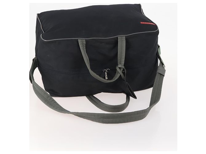 Borsa sportiva Boston in nylon 2 vie nera argento Auth YKZ775 di PRADA Nero - vista 7