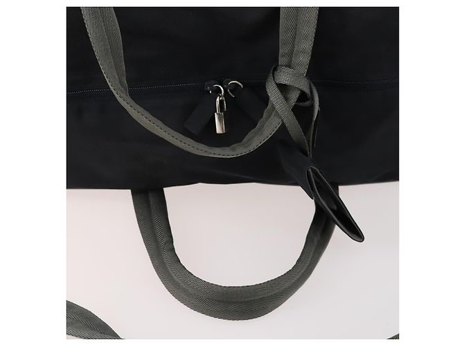 Borsa sportiva Boston in nylon 2 vie nera argento Auth YKZ775 di PRADA Nero - vista 8