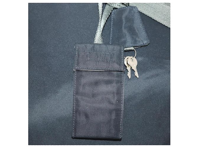 Borsa sportiva Boston in nylon 2 vie nera argento Auth YKZ775 di PRADA Nero - vista 9