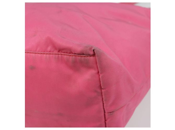 Borsa Tote Prada in Nylon Rosa Argento Auth ARZ877 - vista 15