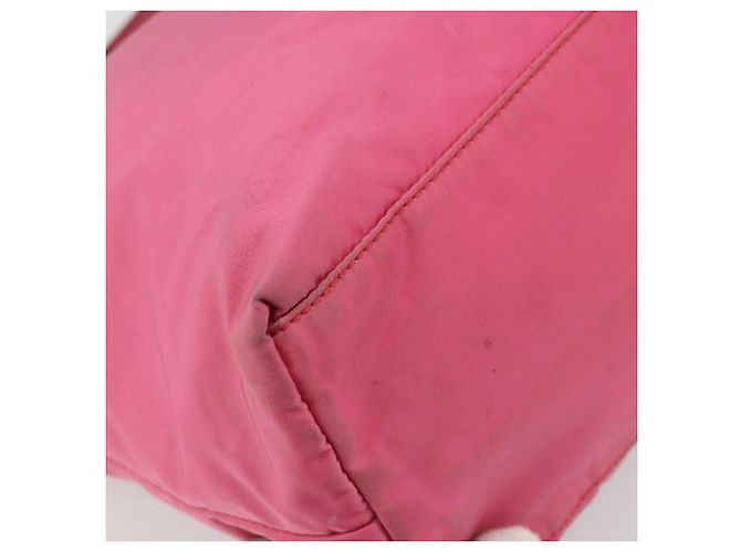 Borsa Tote Prada in Nylon Rosa Argento Auth ARZ877 - vista 16