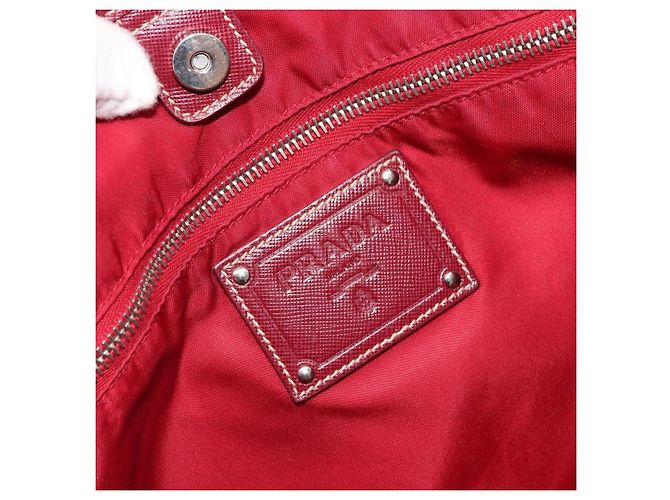 Borsa Tote Prada in Nylon Rosa Argento Auth ARZ877 - vista 18