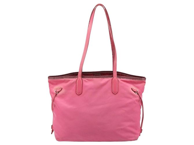 Borsa Tote Prada in Nylon Rosa Argento Auth ARZ877 - vista 2