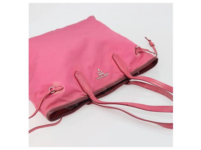 Borsa Tote Prada in Nylon Rosa Argento Auth ARZ877 - vista 6