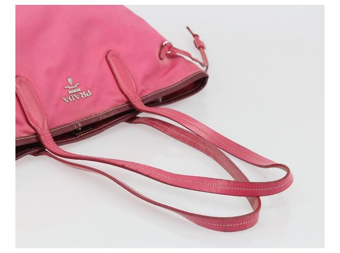 Borsa Tote Prada in Nylon Rosa Argento Auth ARZ877 - vista 7