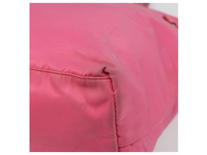 Borsa Tote Prada in Nylon Rosa Argento Auth ARZ877 - vista 9