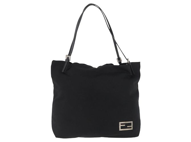 Borsa Tote FENDI in nylon nero argento Auth fm5308 - vista 13
