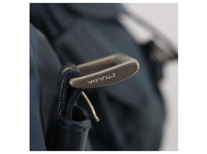 Zaino PRADA in nylon blu argento Auth YKZ354 - vista 10