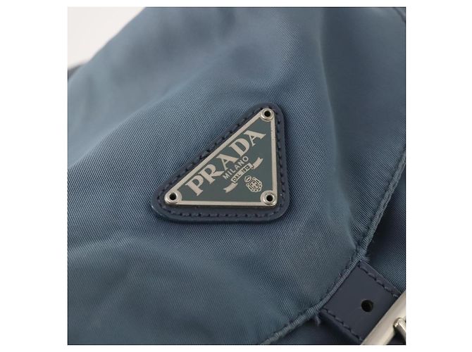 Zaino PRADA in nylon blu argento Auth YKZ354 - vista 20
