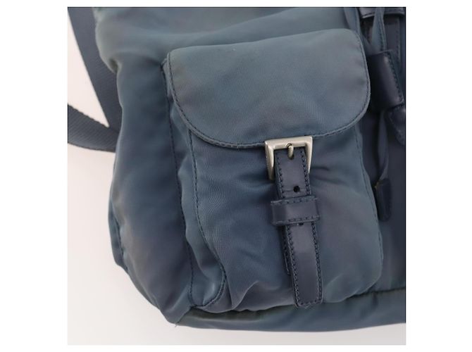 Zaino PRADA in nylon blu argento Auth YKZ354 - vista 28