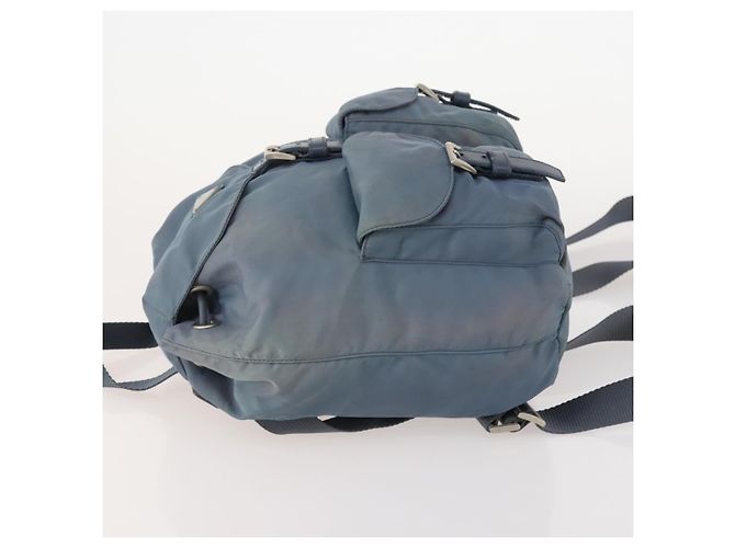 Zaino PRADA in nylon blu argento Auth YKZ354 - vista 4