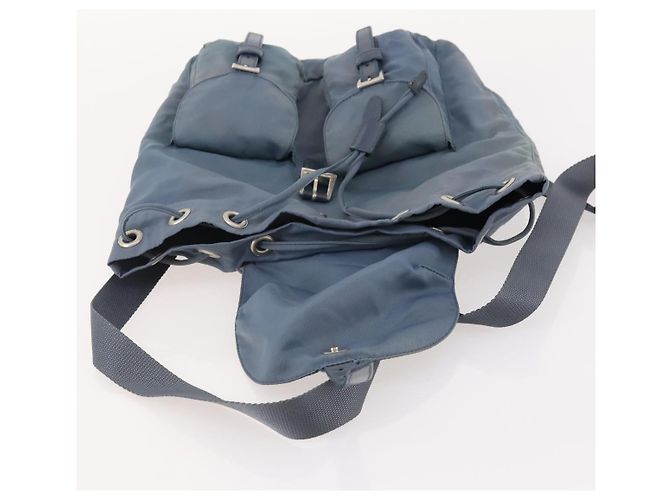 Zaino PRADA in nylon blu argento Auth YKZ354 - vista 9
