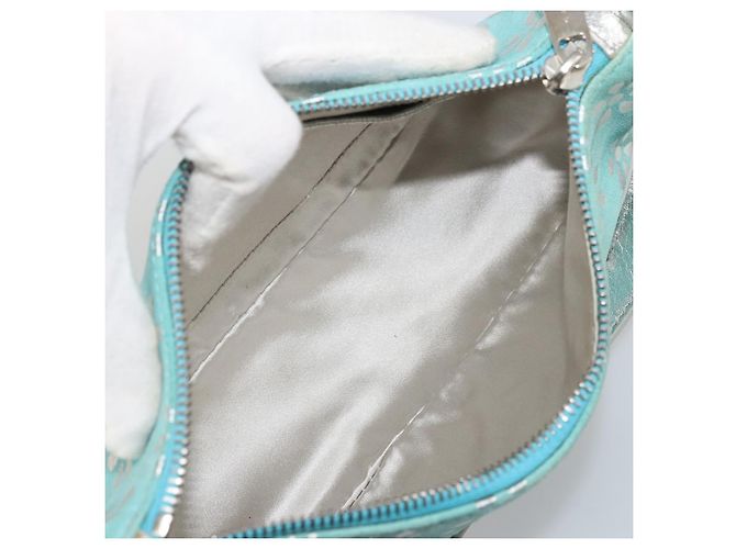 Céline CELINE Accessory Pouch Suede Light Blue Silver Auth BAZ625A Silvery - view 10