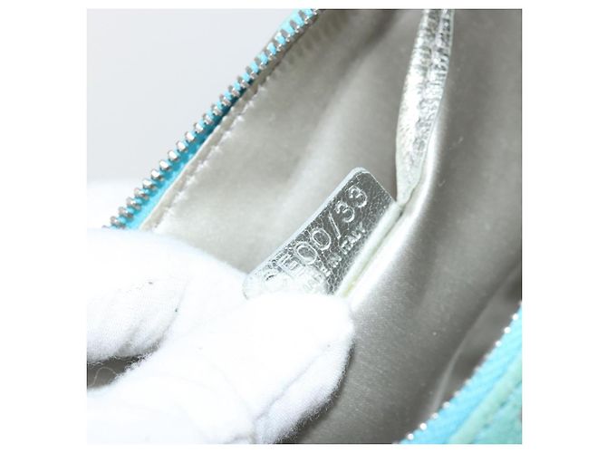 Céline CELINE Accessory Pouch Suede Light Blue Silver Auth BAZ625A Silvery - view 11