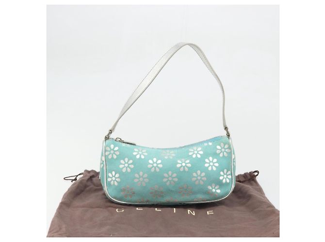 Céline CELINE Accessory Pouch Suede Light Blue Silver Auth BAZ625A Silvery - view 12
