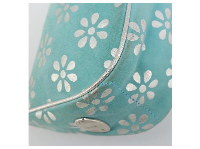 Céline CELINE Accessory Pouch Suede Light Blue Silver Auth BAZ625A Silvery - view 14