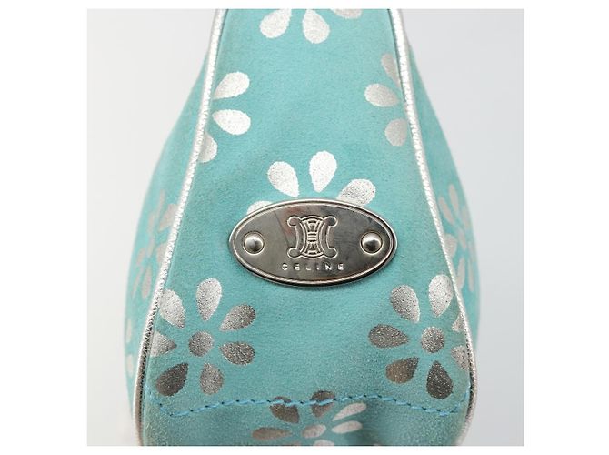 Céline CELINE Accessory Pouch Suede Light Blue Silver Auth BAZ625A Silvery - view 17
