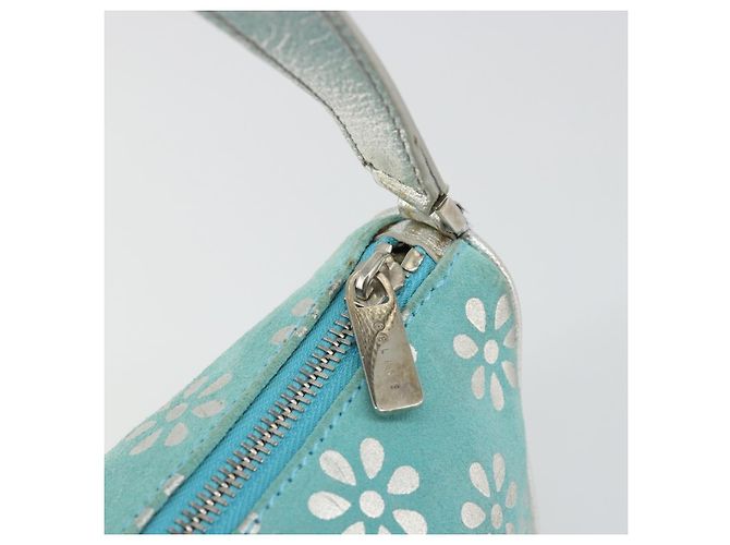Céline CELINE Accessory Pouch Suede Light Blue Silver Auth BAZ625A Silvery - view 18