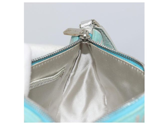 Céline CELINE Accessory Pouch Suede Light Blue Silver Auth BAZ625A Silvery - view 20