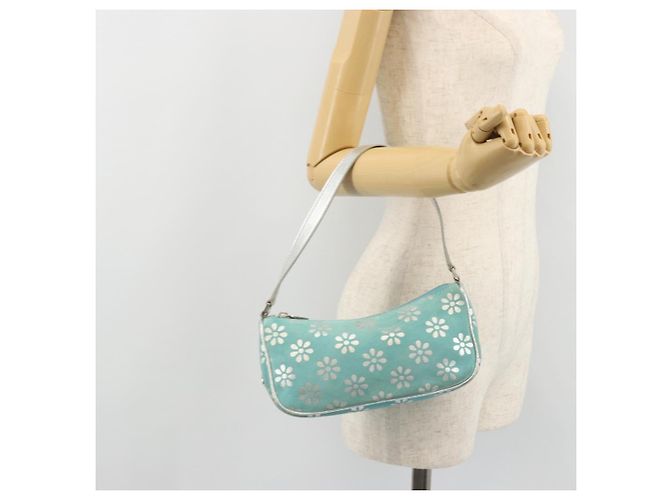 Céline CELINE Accessory Pouch Suede Light Blue Silver Auth BAZ625A Silvery - view 23