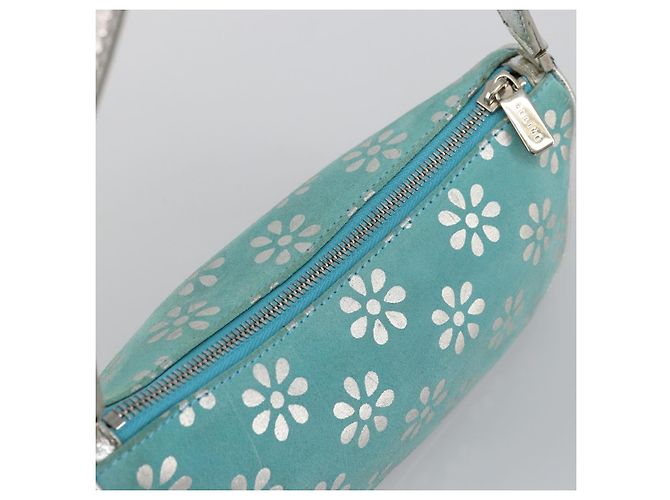 Céline CELINE Accessory Pouch Suede Light Blue Silver Auth BAZ625A Silvery - view 6