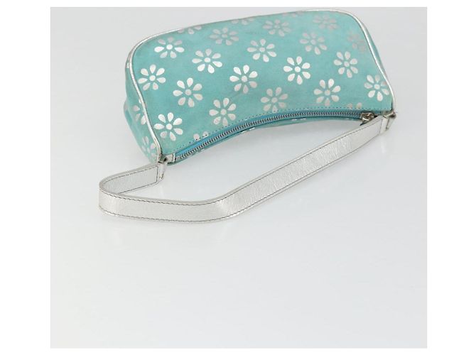 Céline CELINE Accessory Pouch Suede Light Blue Silver Auth BAZ625A Silvery - view 7