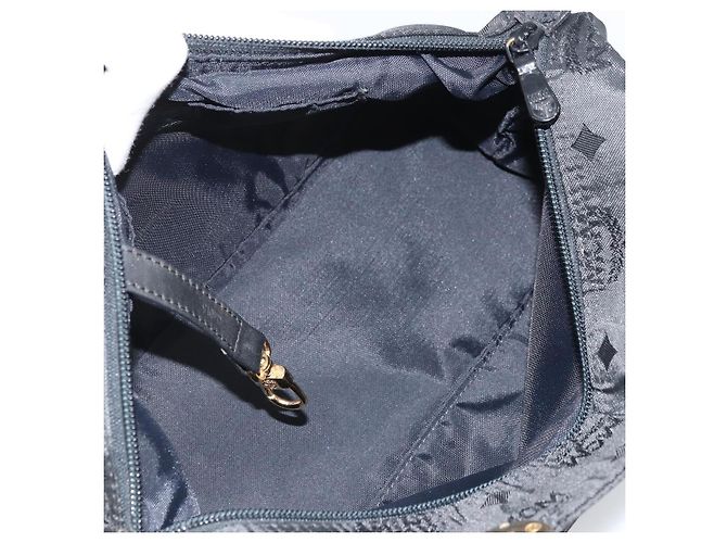 MCM Vicetos Logogram Borsa a Mano Nylon Nero Oro Auth mr2197 D'oro - vista 11