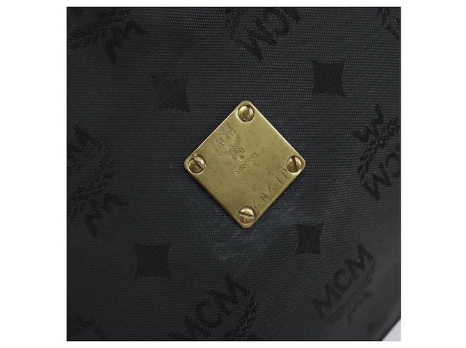 MCM Vicetos Logogram Borsa a Mano Nylon Nero Oro Auth mr2197 D'oro - vista 12