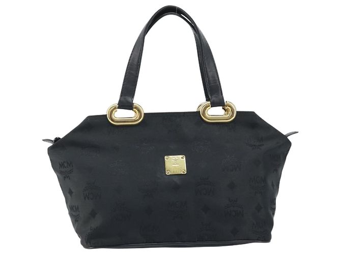 MCM Vicetos Logogram Borsa a Mano Nylon Nero Oro Auth mr2197 D'oro - vista 13