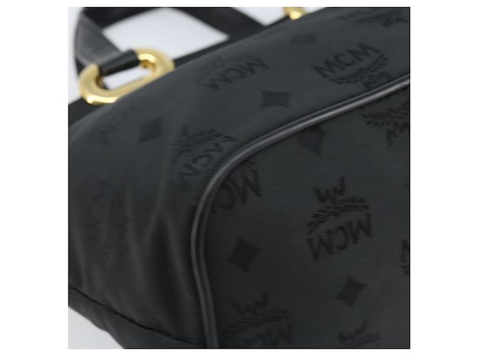 MCM Vicetos Logogram Borsa a Mano Nylon Nero Oro Auth mr2197 D'oro - vista 14