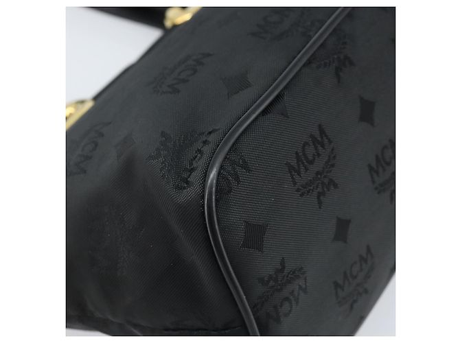 MCM Vicetos Logogram Borsa a Mano Nylon Nero Oro Auth mr2197 D'oro - vista 16