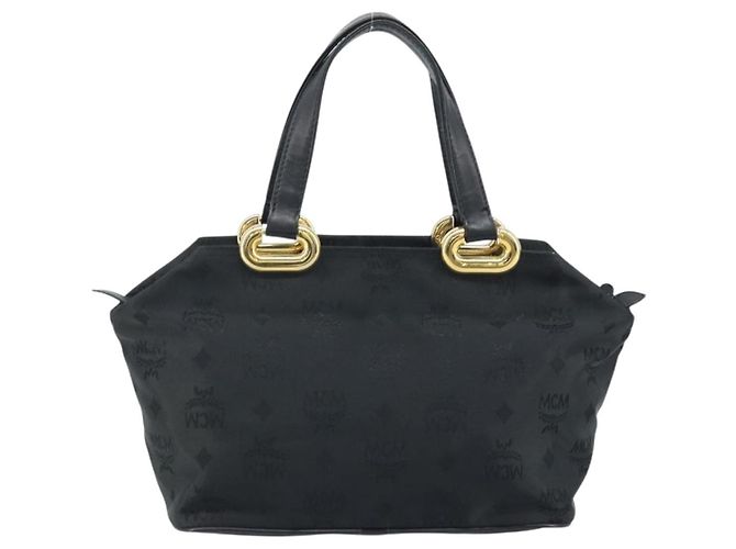 MCM Vicetos Logogram Borsa a Mano Nylon Nero Oro Auth mr2197 D'oro - vista 2