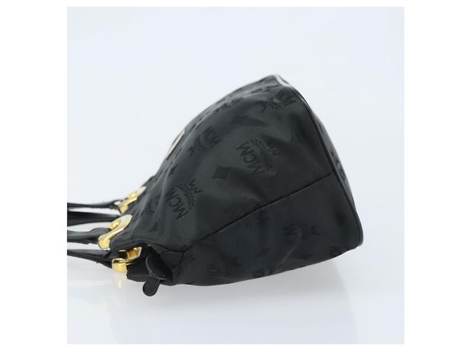 MCM Vicetos Logogram Borsa a Mano Nylon Nero Oro Auth mr2197 D'oro - vista 4