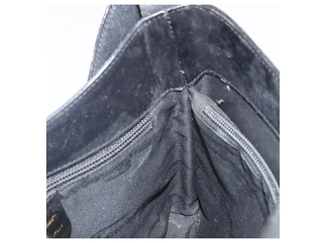 Bolsa de Ombro Gancini em Couro Preto e Dourado Auth BA11825 da Salvatore Ferragamo - vista 17