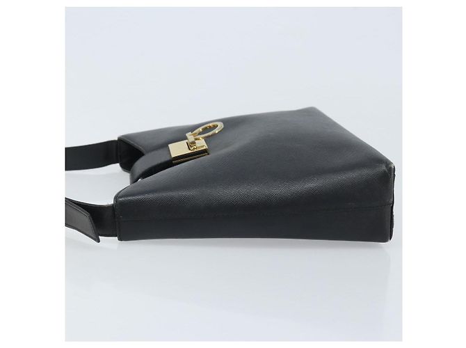 Bolsa de Ombro Gancini em Couro Preto e Dourado Auth BA11825 da Salvatore Ferragamo - vista 4