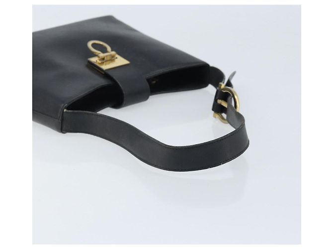 Bolsa de Ombro Gancini em Couro Preto e Dourado Auth BA11825 da Salvatore Ferragamo - vista 7