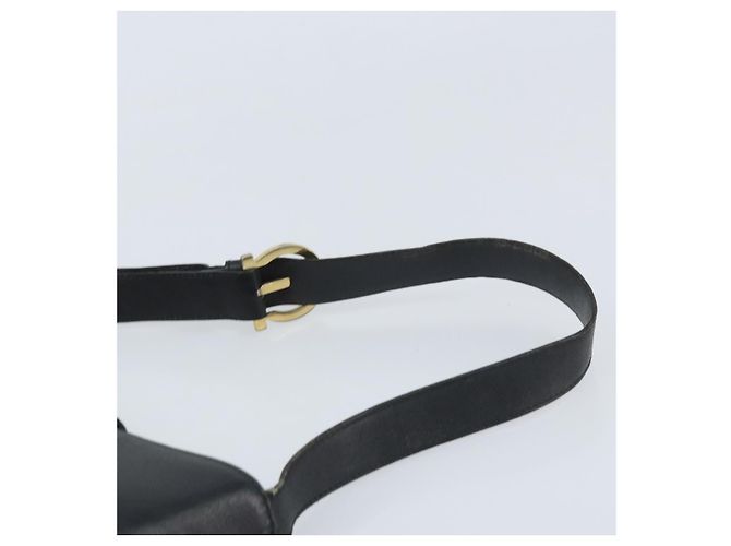 Bolsa de Ombro Gancini em Couro Preto e Dourado Auth BA11825 da Salvatore Ferragamo - vista 8