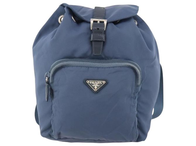PRADA Backpack Nylon Light Blue Silver Auth ARZ796 Silvery - vista 13