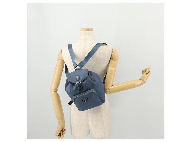PRADA Backpack Nylon Light Blue Silver Auth ARZ796 Silvery - vista 26